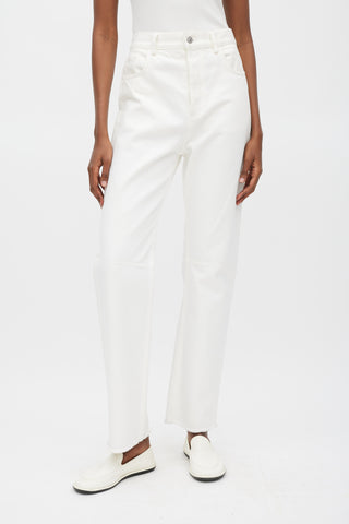 Celine White High Waisted Dart Knee Jeans