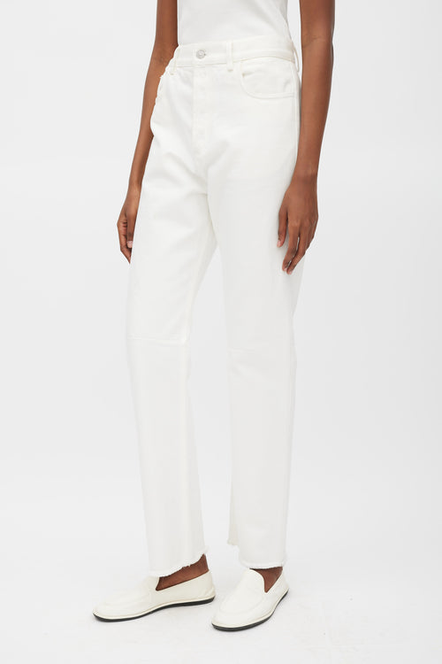 Celine White High Waisted Dart Knee Jeans