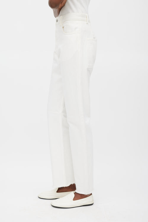 Celine White High Waisted Dart Knee Jeans