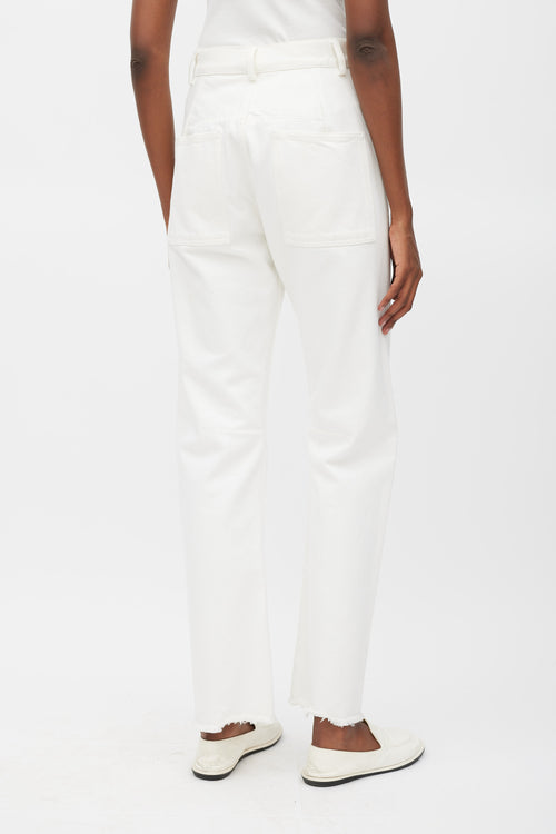 Celine White High Waisted Dart Knee Jeans