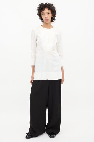 Celine White Keyhole Tunic Top