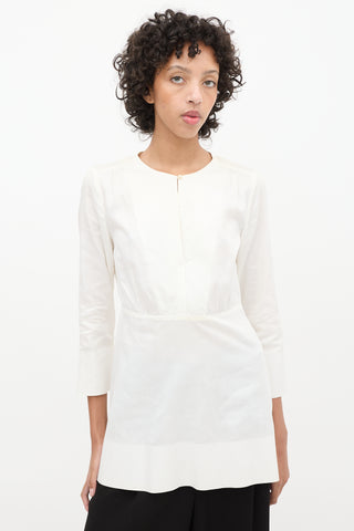 Celine White Keyhole Tunic Top