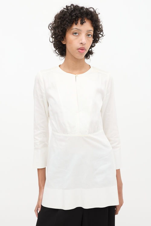 Celine White Keyhole Tunic Top