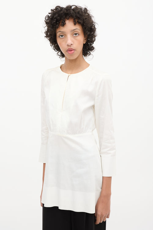 Celine White Keyhole Tunic Top