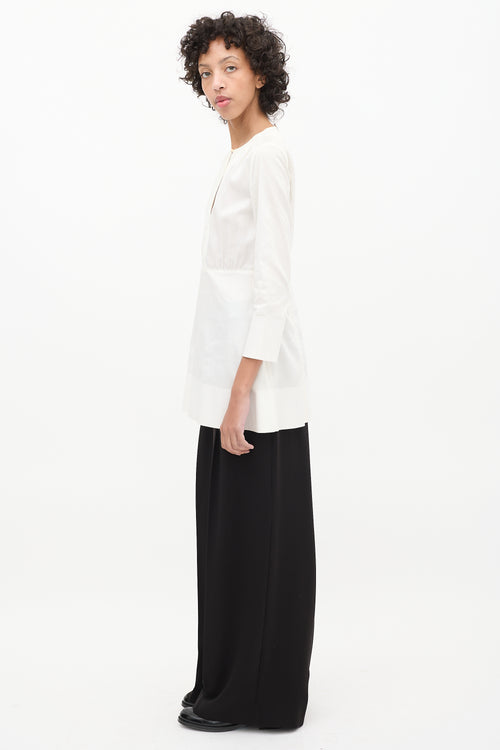 Celine White Keyhole Tunic Top