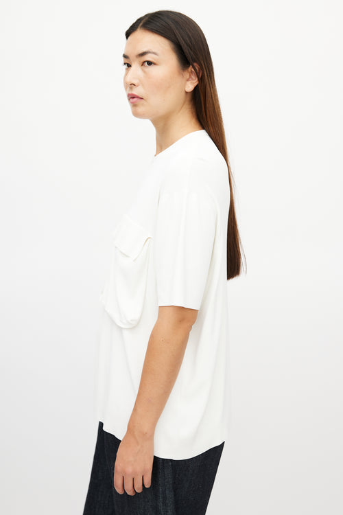 Celine White Knit Cargo T-Shirt