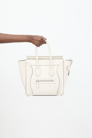 Celine White Leather Luggage Tote