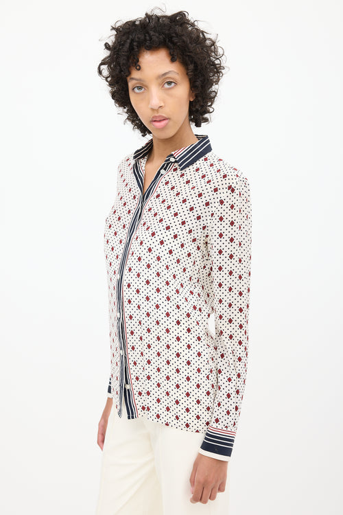 Celine White 
Multi Silk Printed Shirt