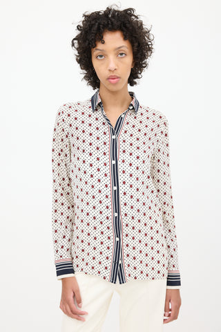 Celine White 
Multi Silk Printed Shirt