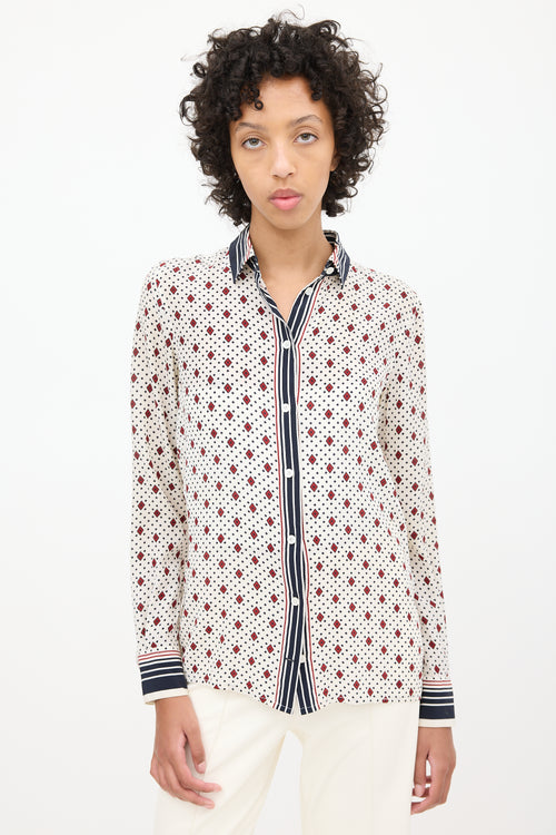 Celine White 
Multi Silk Printed Shirt