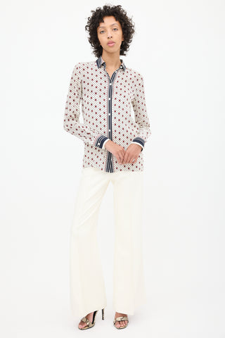 Celine White 
Multi Silk Printed Shirt