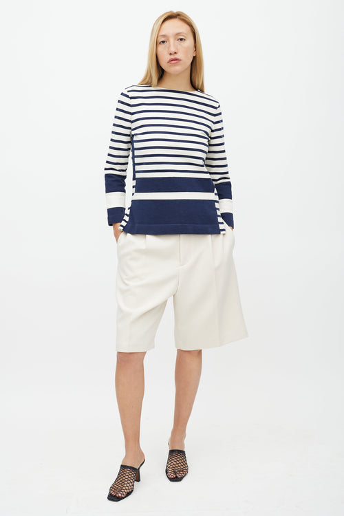 Celine White 
Navy Striped Top