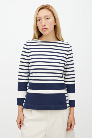 Celine White 
Navy Striped Top