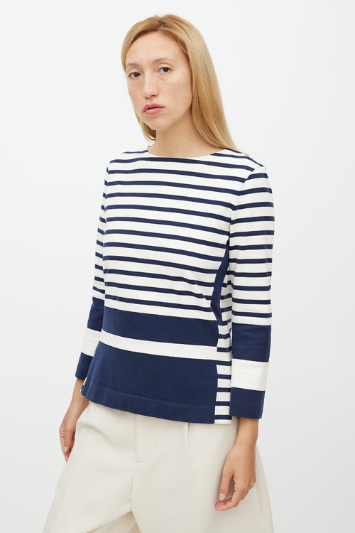 Celine White 
Navy Striped Top