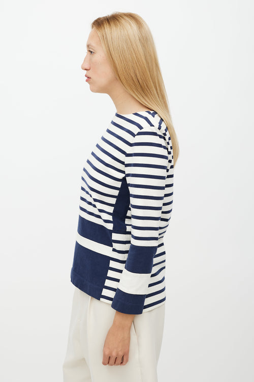 Celine White 
Navy Striped Top