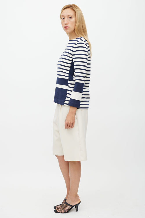 Celine White 
Navy Striped Top