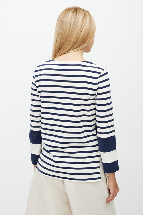 Celine White 
Navy Striped Top