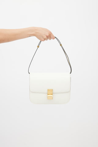 Celine White 
Gold Patent Classic Bag