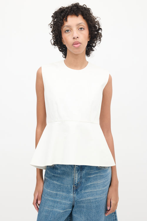 Celine White Peplum Top