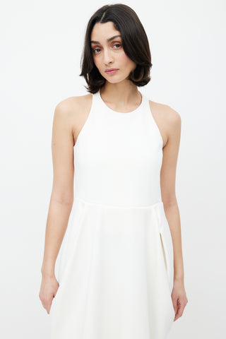 Celine White Pleated Sleeveless Dress