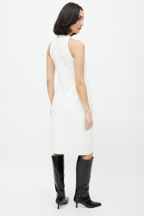 Celine White Pleated Sleeveless Dress