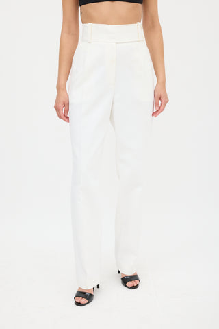 Celine White Tapered Pleated Trouser