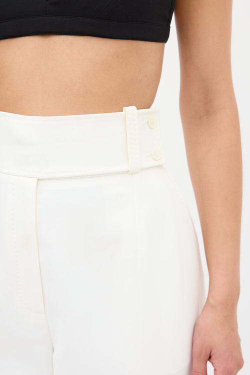 Celine White Tapered Pleated Trouser