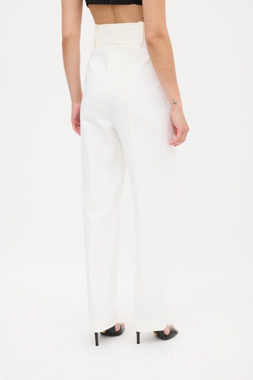 Celine White Tapered Pleated Trouser