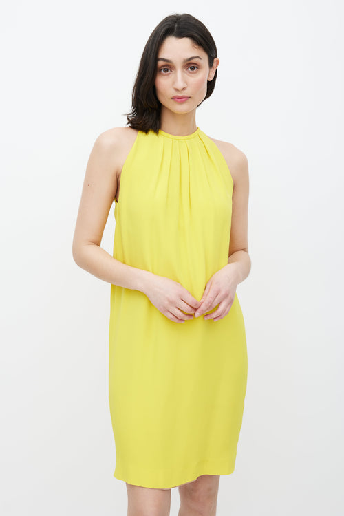 Celine Yellow Silk Pleated Dress