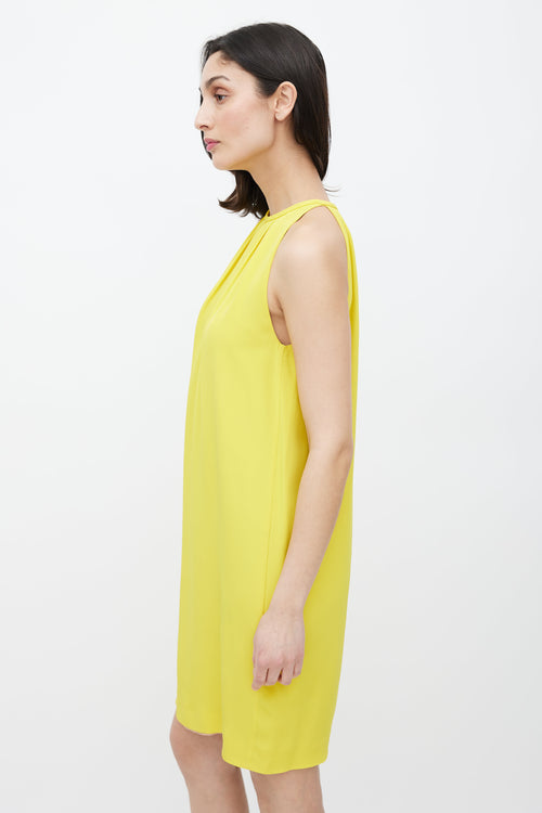 Celine Yellow Silk Pleated Dress