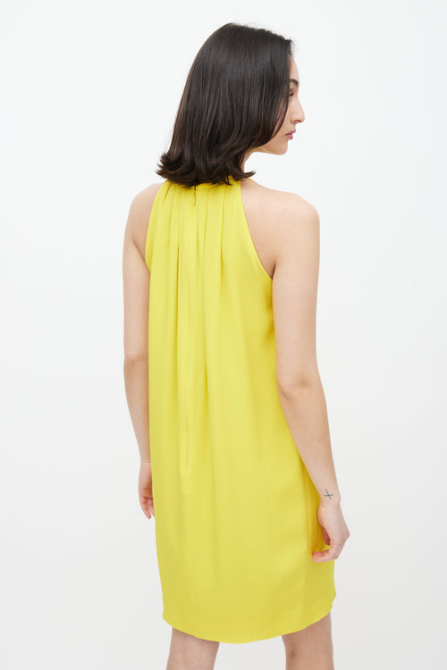 Celine Yellow Silk Pleated Dress