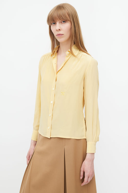 Celine Yellow Silk Triomphe Shirt