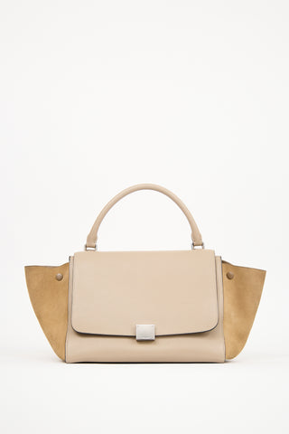 Celine Beige Leather 
Suede Medium Trapeze Bag