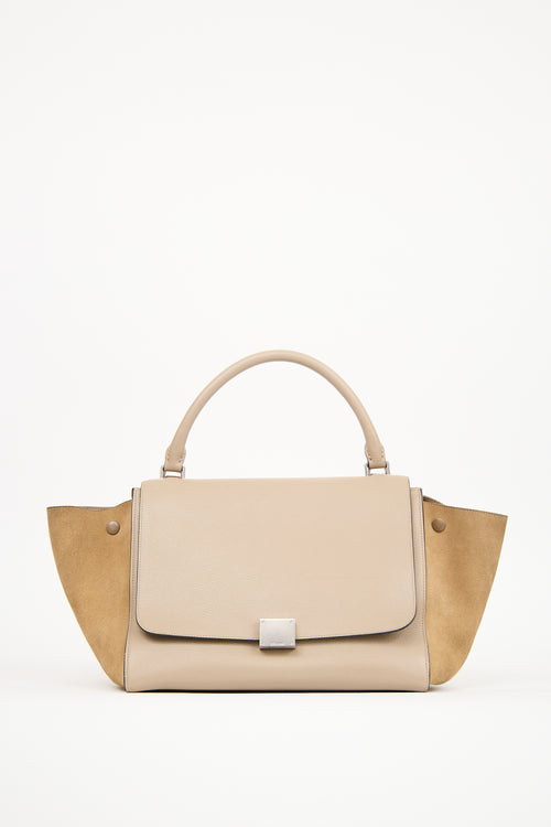 Celine Beige Leather 
Suede Medium Trapeze Bag