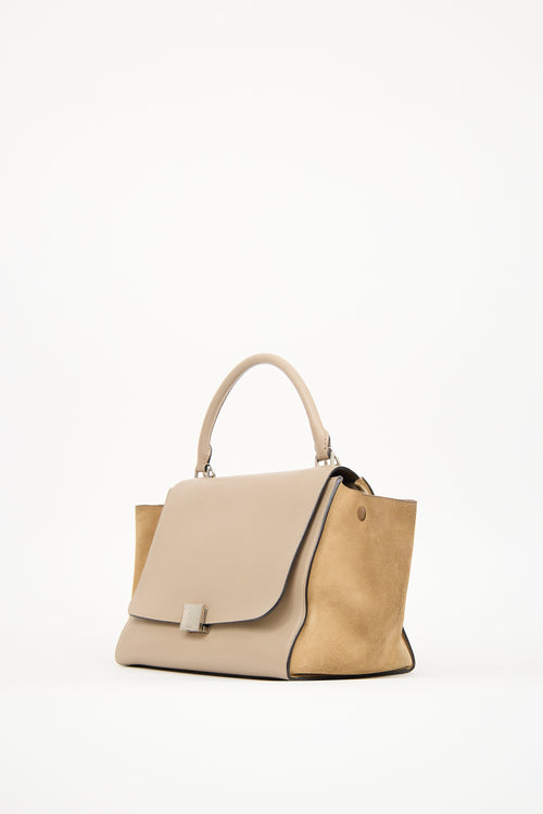 Celine Beige Leather 
Suede Medium Trapeze Bag