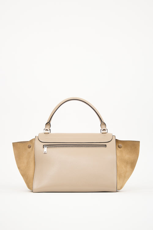 Celine Beige Leather 
Suede Medium Trapeze Bag