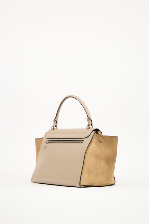 Celine Beige Leather 
Suede Medium Trapeze Bag