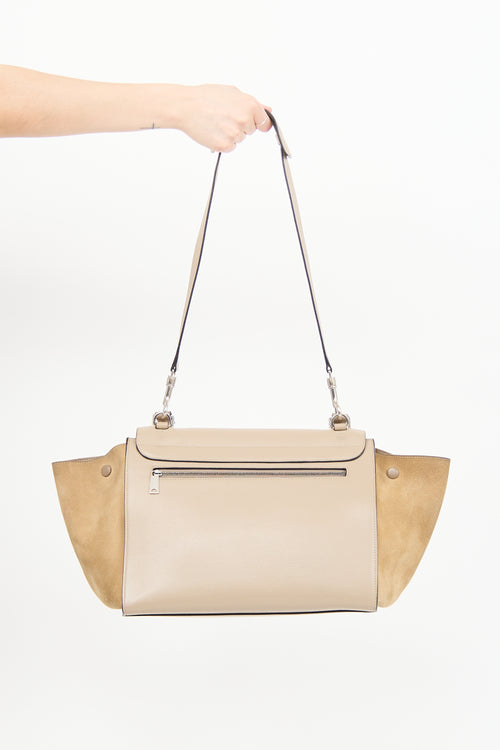 Celine Beige Leather 
Suede Medium Trapeze Bag