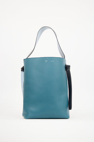 Celine Blue 
Black Leather Twisted Cabas Tote