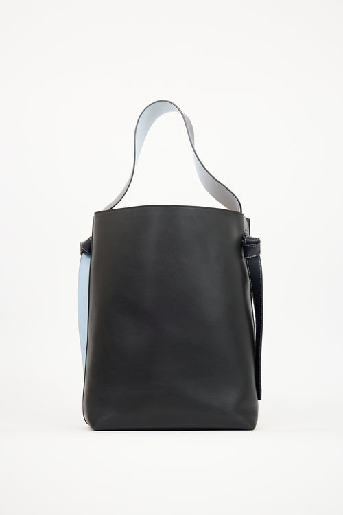 Celine Blue 
Black Leather Twisted Cabas Tote