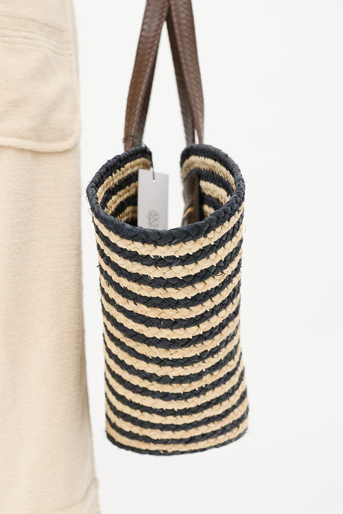 Cesta Beige 
Black Raffia Striped Taco Tote Bag