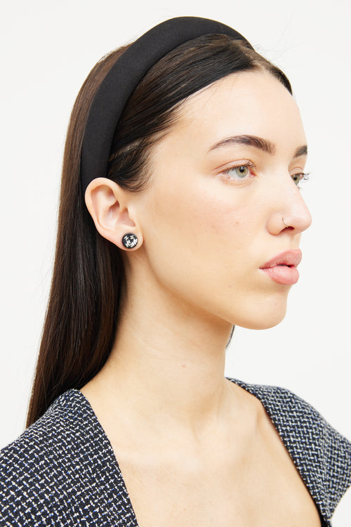 Chanel 2012 Black Acrylic CC Round Stud Earrings