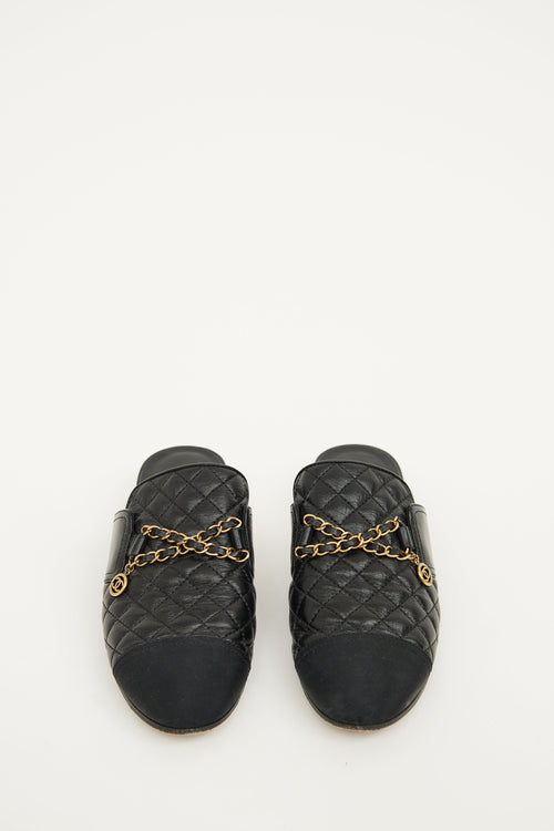 Chanel Black Quilted Anchor Chain Mule