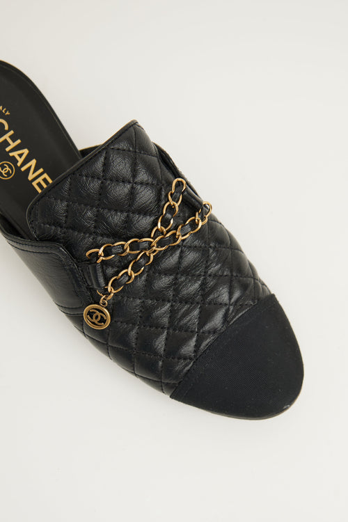 Chanel Black Quilted Anchor Chain Mule