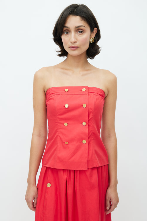 Chanel 1980s Red Bustier 
Skirt Set