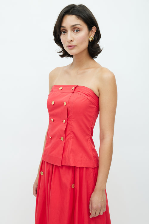 Chanel 1980s Red Bustier 
Skirt Set