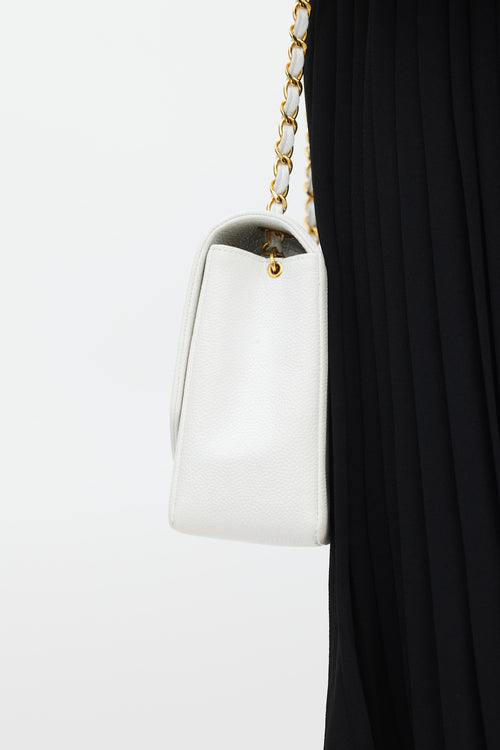 Chanel 1991-4 White Caviar Leather Diana Flap Bag