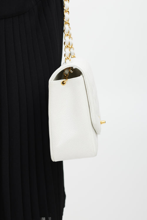 Chanel 1991-4 White Caviar Leather Diana Flap Bag