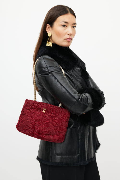 Chanel 2000 Red 
Gold Fur Bag