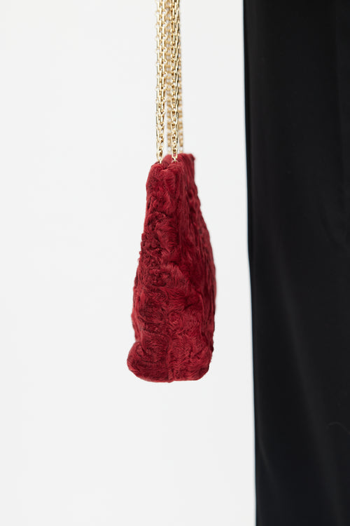 Chanel 2000 Red 
Gold Fur Bag